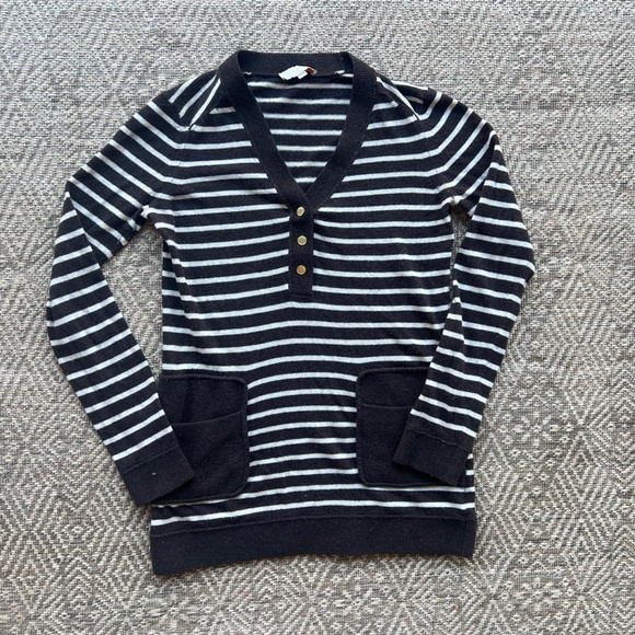 Tory Burch Sweaters - Tory Burch Brown Tan Cream Striped Wool‎ Cashmere Sweater Womens XS